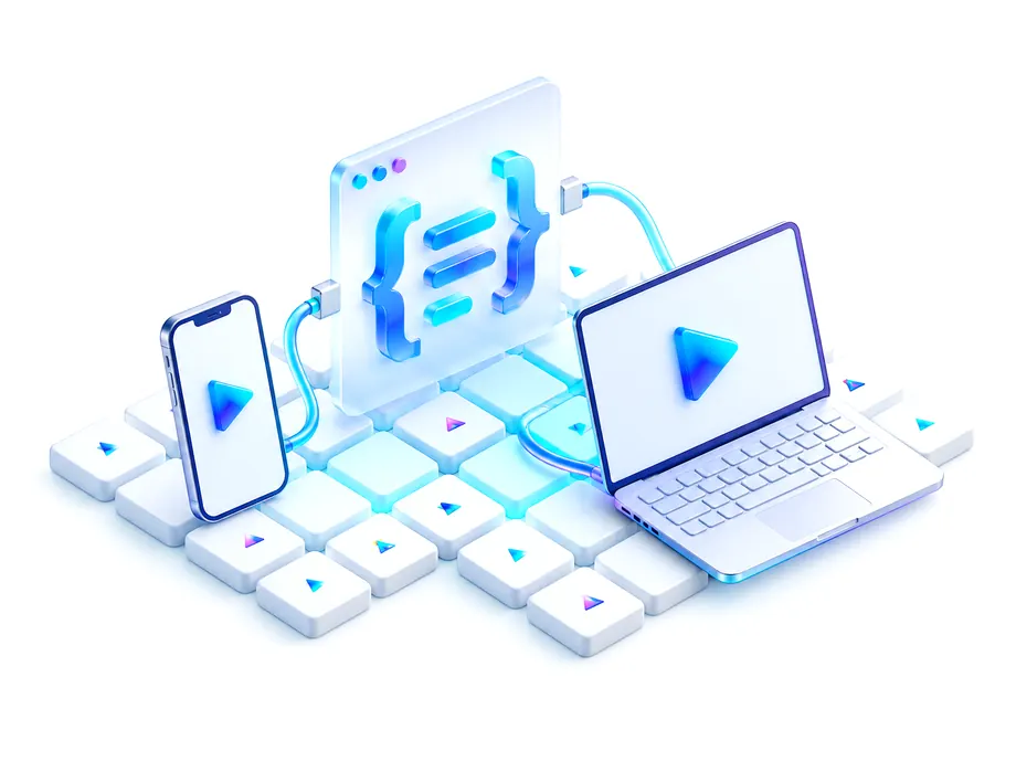 웹과 모바일 앱 연동을 표현한 PlaynPlay 일러스트
